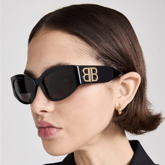 NEW BALENCIAGA OVERSIZED SUNGLASSES BALENCIAGA BB0324SK 002 - Picture 2 of 12